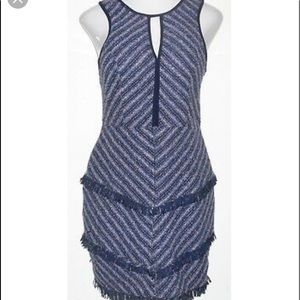 Adelyn Rae Blue Pink Fringe Tweed Shift Dress